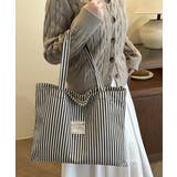 ブラック | 配色ストライプトートバッグ大容量韓国風鞄 | Miniministore