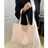 ピンク | 配色ストライプトートバッグ大容量韓国風鞄 | Miniministore