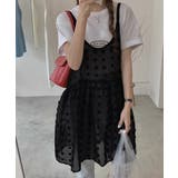 ブラック | ドット柄チュールキャミチュニック 韓国風 | Miniministore