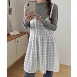 ホワイト | ドット柄チュールキャミチュニック 韓国風 | Miniministore