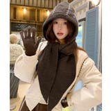 ブラウン | 北欧風ニットバラクラバフードマフラー防寒 | Miniministore
