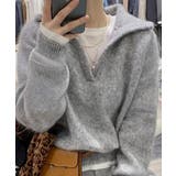 ライトグレー | ゆったり無地セーター長袖ニットプルオーバー大人カジュアルきれいめニットトップスレ… | SUNSHINE CLOSET
