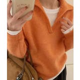 オレンジ | ゆったり無地セーター長袖ニットプルオーバー大人カジュアルきれいめニットトップスレ… | SUNSHINE CLOSET
