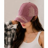 ピンク | ヴィンテージデニムキャップ ダメージ加工 | Miniministore
