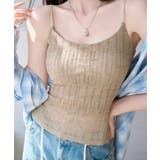 ベージュ | カップ付きキャミソール縦透かし編みキャミ | Miniministore