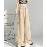 ベージュ | レディース涼しげイージーパンツ レースサイドライン ナチュラルパンツ美脚見え体型… | SUNSHINE CLOSET