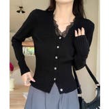 Vネックレースニットカーディガン 細見え | Miniministore | 詳細画像6