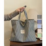配色ストライプトートバッグ大容量韓国風鞄 | Miniministore | 詳細画像1