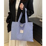 配色ストライプトートバッグ大容量韓国風鞄 | Miniministore | 詳細画像6