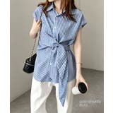 ウエストリボンチェックシャツ半袖ブラウス | Miniministore | 詳細画像9