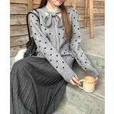 ボウタイリボンドット柄ニットカーディガン | Miniministore | 詳細画像10