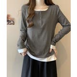 ヘンリーネック長袖リブカットソー重ね着風 | Miniministore | 詳細画像19