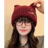 ネコ耳リブニット帽リボン付きビーニー秋冬 | Miniministore | 詳細画像20 