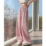 ピンク | キラキラビジューワイドパンツダメージ加工 | Miniministore