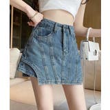 ブルー | サイドカットアウトデニムショートパンツレディース キュロットスカート 短いスカー… | SUNSHINE CLOSET