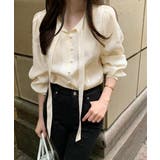クリーム | 韓国風ボウタイブラウスレディースきれいめ | Miniministore