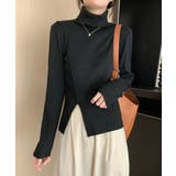 ブラック | タートルネックニットトップス レディース | Miniministore