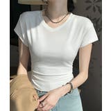 ホワイト | サイドギャザーtシャツ半袖トップス韓国風 | ANGELCLOSET