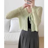 ライトグリーン | サマーニットカーディガン レースボウタイ | Miniministore