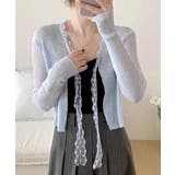 ライトブルー | サマーニットカーディガン レースボウタイ | Miniministore