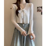 ホワイト | サマーニットカーディガン レースボウタイ | Miniministore