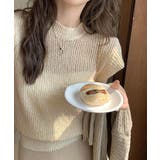ベージュ | フレンチスリーブサマーニットトップス夏服 | Miniministore