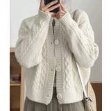 オフホワイト | 暖かいケーブル編みニットカーディガン秋冬 | Miniministore