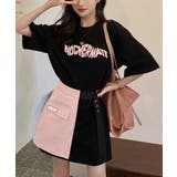 ブラック*ピンク | ロゴTシャツワンピース 巻きミニスカート | Miniministore