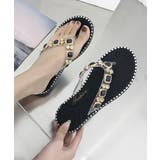 ブラック | ビジュートングサンダル大人可愛いスリッパ | ANGELCLOSET