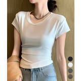 サイドギャザーtシャツ半袖トップス韓国風 | Miniministore | 詳細画像1