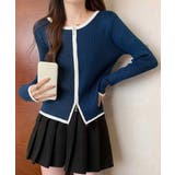 ライトネイビー | ダブルジップ 長袖ニットカーディガン | Miniministore