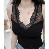 ブラック | レースブラトップ パッド付きトップス | Miniministore