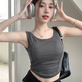 ダークグレー | タンクトップ ショート丈無地 カップ付き | ANGELCLOSET