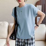 ライトブルー | フレンチスリーブ 半袖 Tシャツ 韓国風 | ANGELCLOSET