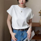 ホワイト | フレンチスリーブ 半袖 Tシャツ 韓国風 | ANGELCLOSET