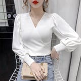 ホワイト | バルーン袖 リブニットトップス 韓国風 | Miniministore