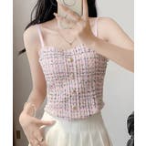 ピンク | パッド付き ツイード風キャミソール韓国風 | Miniministore