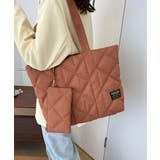 ダークオレンジ | ポーチ付き キルティング トートバッグ | ANGELCLOSET