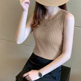 ダークベージュ | リブニット タンクトップ ノースリーブ | Miniministore