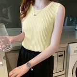 薄イエロー | リブニット タンクトップ ノースリーブ | Miniministore