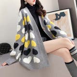 グレー | 配色 ニットカーディガン レディース | Miniministore