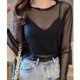 ブラック | シアートップス 長袖レディースカットソー | ANGELCLOSET