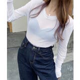 ホワイト | シアートップス 長袖レディースカットソー | ANGELCLOSET