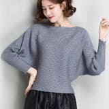 グレー | ニットトップス ボートネック長袖 | Miniministore