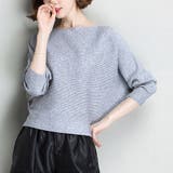 ライトグレー | ニットトップス ボートネック長袖 | Miniministore