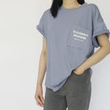スモーキーブルー | バックプリントロゴ オーバーサイズ | ANGELCLOSET