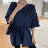 ネイビー | レディース チュニックロンt 半袖 無地 | ANGELCLOSET
