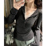 レース付リブニットトップス Vネック長袖 | Miniministore | 詳細画像8