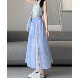 レース切り替え ロングチェック柄スカート | Miniministore | 詳細画像5 