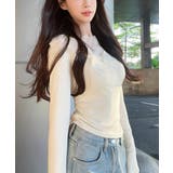 花柄装飾 長袖 リブトップス 韓国風 | Miniministore | 詳細画像10 